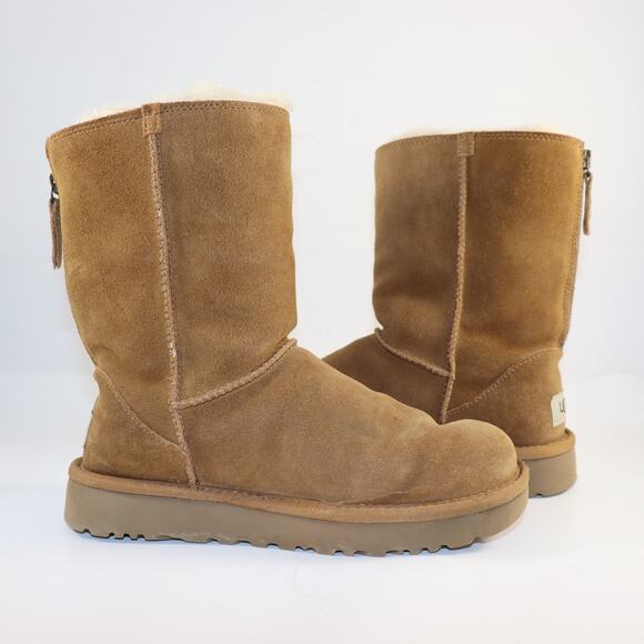 UGG Australia Classic Short Zip Boots – Chestnut Suede – Women’s Size 5 - Picture 3 of 6